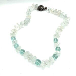 Carved Crystal and Aquamarine Necklace by dian malouf
